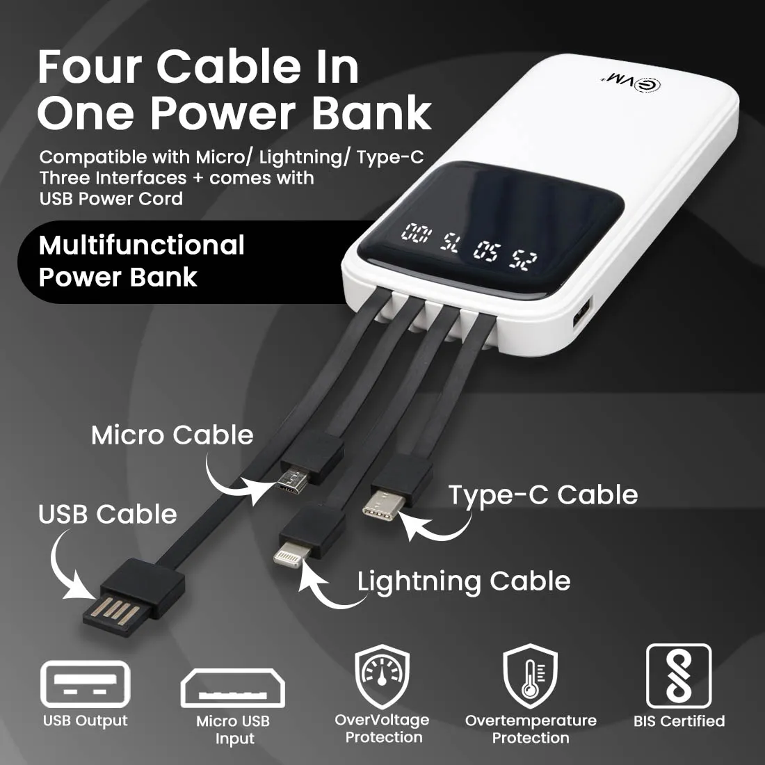 EVM Power Bank 10000 mAh (EnCase+ P0108) White view 5